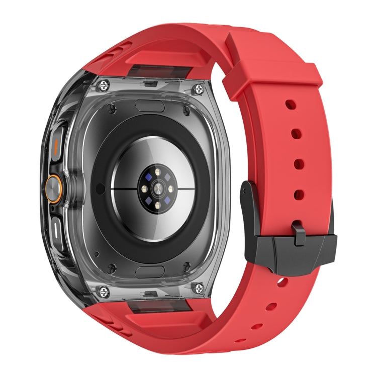 For Samsung Galaxy Watch Ultra 47mm / Ultra 2025 Modified PC Hybrid TPU Watch Case Band(Red Clear Black) by bashfashion