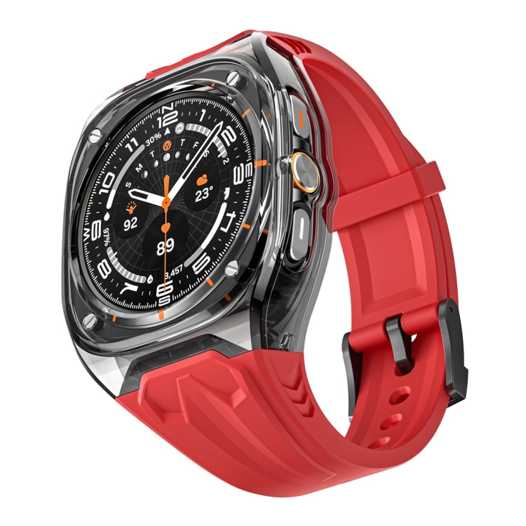 For Samsung Galaxy Watch Ultra 47mm / Ultra 2025 Modified PC Hybrid TPU Watch Case Band(Red Clear Black) by bashfashion