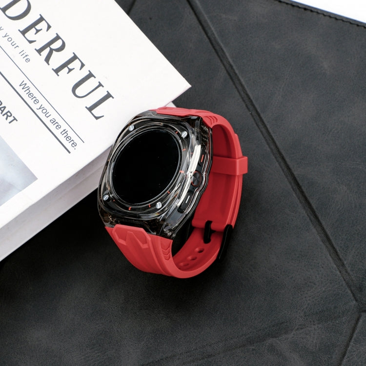 For Samsung Galaxy Watch Ultra 47mm / Ultra 2025 Modified PC Hybrid TPU Watch Case Band(Red Clear Black) by bashfashion