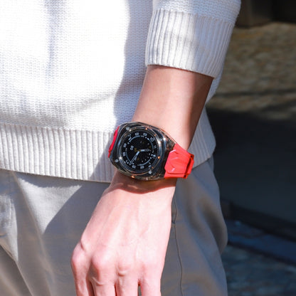 For Samsung Galaxy Watch Ultra 47mm / Ultra 2025 Modified PC Hybrid TPU Watch Case Band(Red Clear Black) by bashfashion