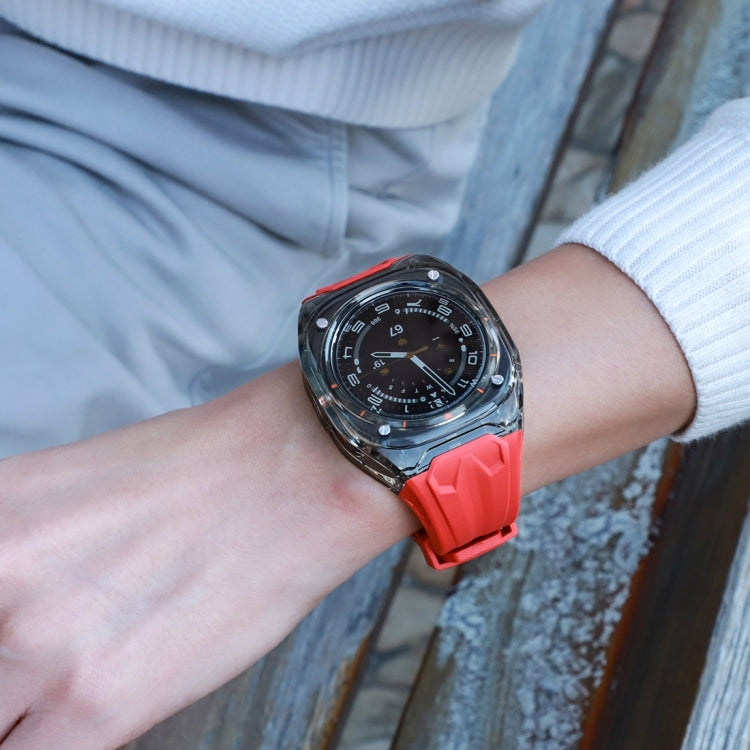 For Samsung Galaxy Watch Ultra 47mm / Ultra 2025 Modified PC Hybrid TPU Watch Case Band(Red Clear Black) by bashfashion