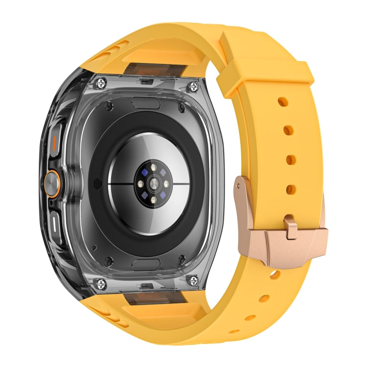 For Samsung Galaxy Watch Ultra 47mm / Ultra 2025 Modified PC Hybrid TPU Watch Case Band(Yellow Clear Black) by bashfashion