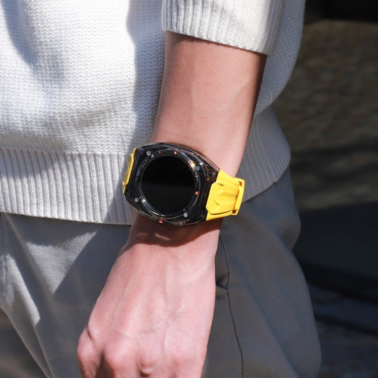 For Samsung Galaxy Watch Ultra 47mm / Ultra 2025 Modified PC Hybrid TPU Watch Case Band(Yellow Clear Black) by bashfashion