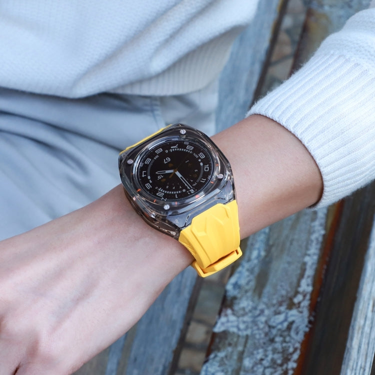 For Samsung Galaxy Watch Ultra 47mm / Ultra 2025 Modified PC Hybrid TPU Watch Case Band(Yellow Clear Black) by bashfashion