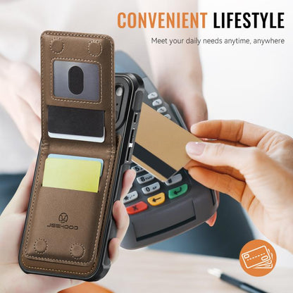 For iPhone 17 Pro Max JEEHOOD J06 British Style RFID MagSafe Card Bag PU Phone Case(Brown) by JEEHOOD