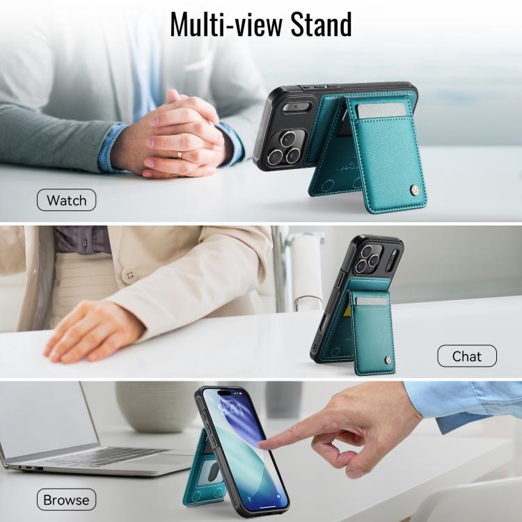 For iPhone 17 Pro Max JEEHOOD J06 British Style RFID MagSafe Card Bag PU Phone Case(Green) by JEEHOOD