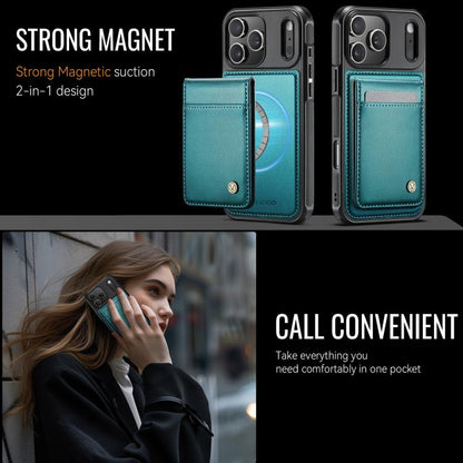 For iPhone 17 Pro Max JEEHOOD J06 British Style RFID MagSafe Card Bag PU Phone Case(Green) by JEEHOOD