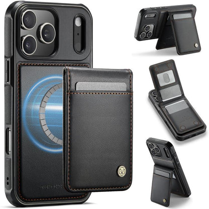 For iPhone 17 Pro Max JEEHOOD J06 British Style RFID MagSafe Card Bag PU Phone Case(Black) by JEEHOOD