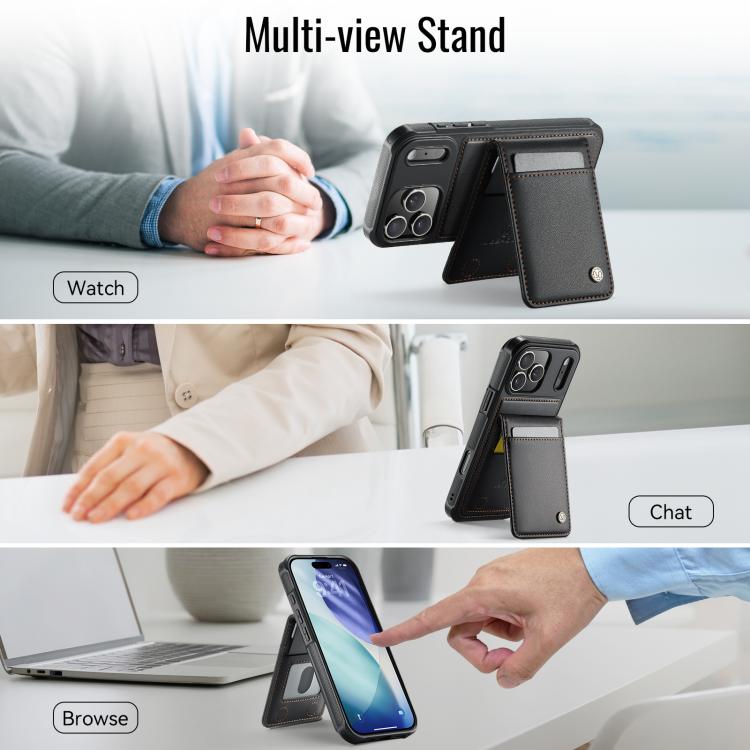 For iPhone 17 Pro Max JEEHOOD J06 British Style RFID MagSafe Card Bag PU Phone Case(Black) by JEEHOOD