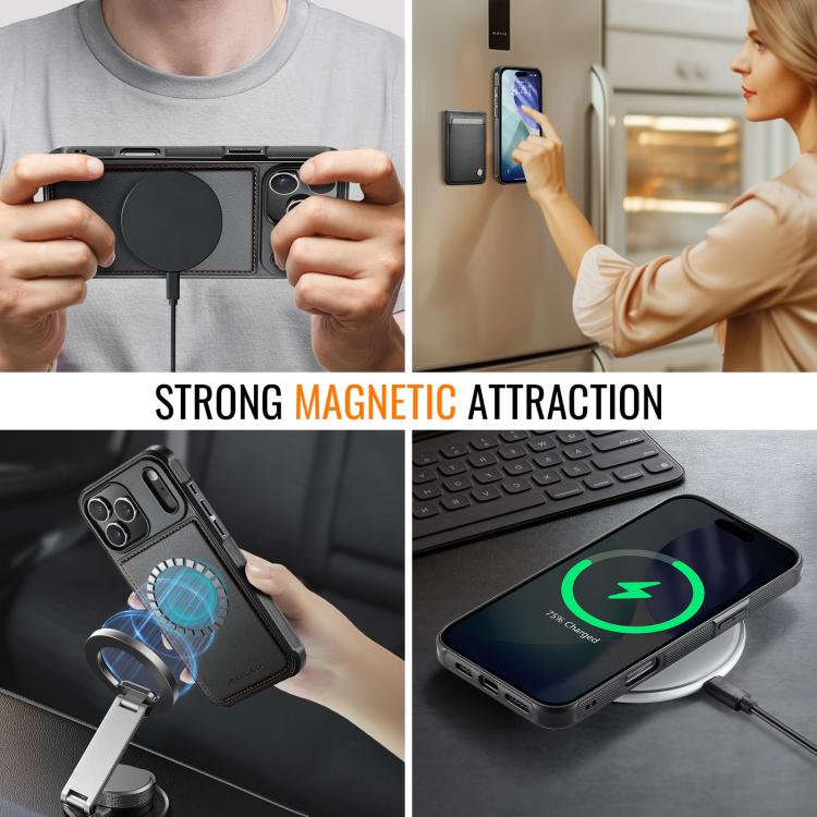 For iPhone 17 Pro Max JEEHOOD J06 British Style RFID MagSafe Card Bag PU Phone Case(Black) by JEEHOOD