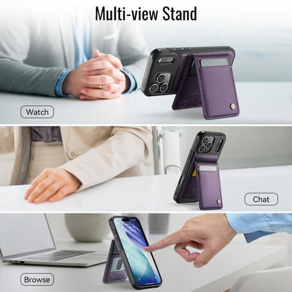 For iPhone 17 Pro JEEHOOD J06 British Style RFID MagSafe Card Bag PU Phone Case(Purple) by JEEHOOD