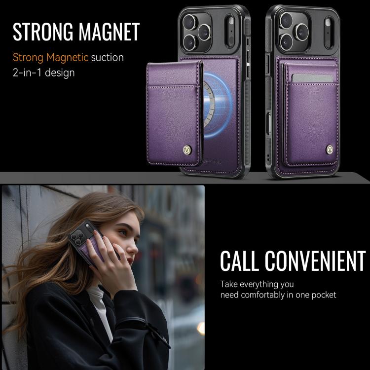 For iPhone 17 Pro JEEHOOD J06 British Style RFID MagSafe Card Bag PU Phone Case(Purple) by JEEHOOD