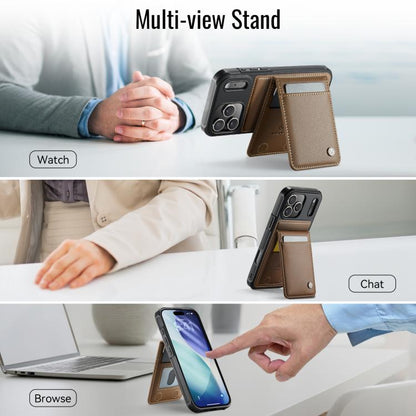 For iPhone 17 Pro JEEHOOD J06 British Style RFID MagSafe Card Bag PU Phone Case(Brown) by JEEHOOD