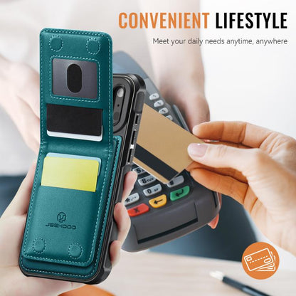 For iPhone 17 Pro JEEHOOD J06 British Style RFID MagSafe Card Bag PU Phone Case(Green) by JEEHOOD