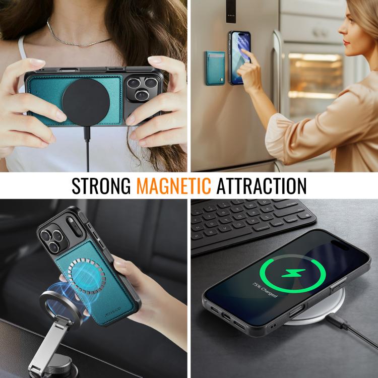 For iPhone 17 Pro JEEHOOD J06 British Style RFID MagSafe Card Bag PU Phone Case(Green) by JEEHOOD