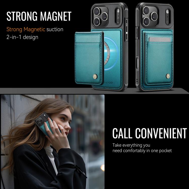 For iPhone 17 Pro JEEHOOD J06 British Style RFID MagSafe Card Bag PU Phone Case(Green) by JEEHOOD