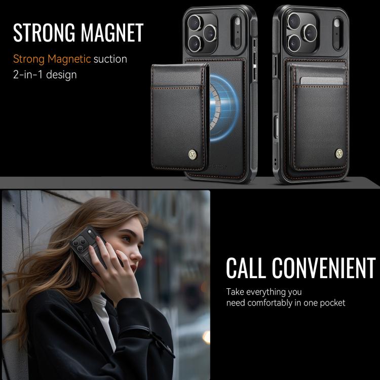 For iPhone 17 Pro JEEHOOD J06 British Style RFID MagSafe Card Bag PU Phone Case(Black) by JEEHOOD