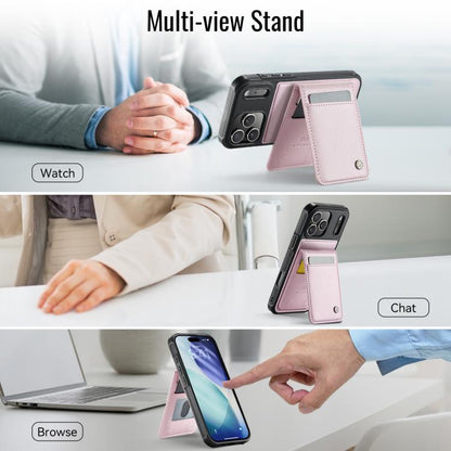 For iPhone 17 Pro JEEHOOD J06 British Style RFID MagSafe Card Bag PU Phone Case(Pink) by JEEHOOD