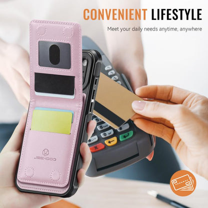 For iPhone 17 Pro JEEHOOD J06 British Style RFID MagSafe Card Bag PU Phone Case(Pink) by JEEHOOD