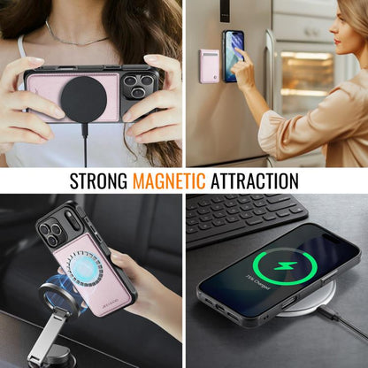 For iPhone 17 Pro JEEHOOD J06 British Style RFID MagSafe Card Bag PU Phone Case(Pink) by JEEHOOD