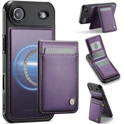 For iPhone Air JEEHOOD J06 British Style RFID MagSafe Card Bag PU Phone Case(Purple) by JEEHOOD