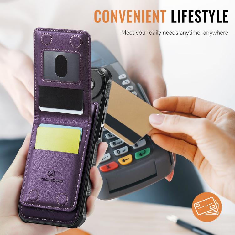 For iPhone Air JEEHOOD J06 British Style RFID MagSafe Card Bag PU Phone Case(Purple) by JEEHOOD
