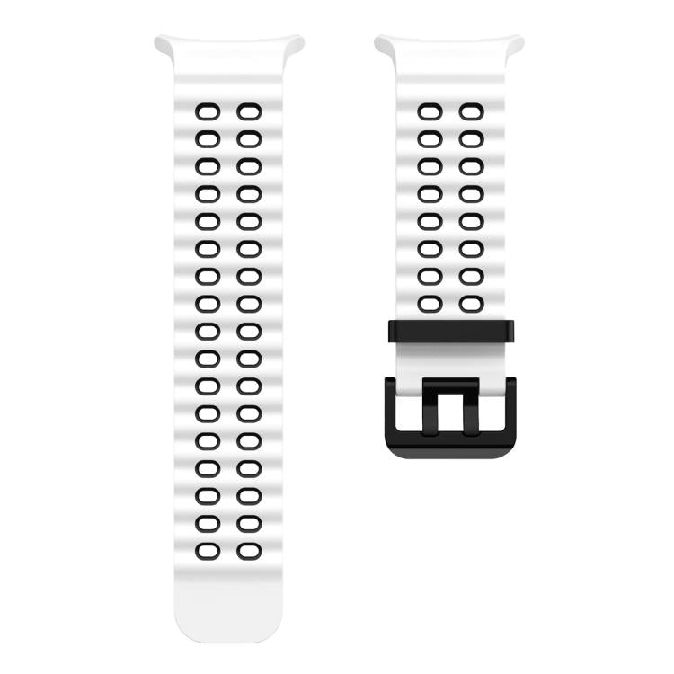 For Samsung Galaxy Watch Ultra 47mm / Ultra 2025 Ocean Two Color Dual-Row Hole Silicone Watch Band(White Black) by bashfashion