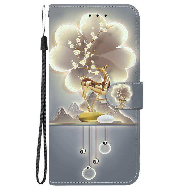 For iPhone 16e Crystal Texture Colored Drawing Leather Phone Case(Sika Deer) by bashfashion