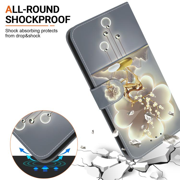 For iPhone 16e Crystal Texture Colored Drawing Leather Phone Case(Sika Deer) by bashfashion