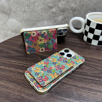 For iPhone 15 Plus / 14 Plus Denior D24 Paint MagSafe Card Slot Phone Case(Blue Butterflies) by Denior