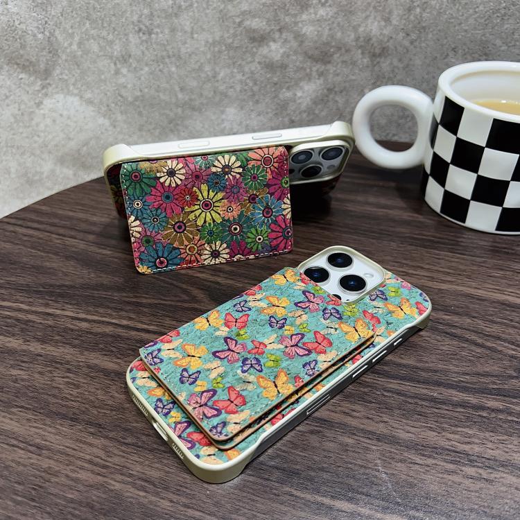 For iPhone 14 / 13 Denior D24 Paint MagSafe Card Slot Phone Case(Green Sunflower) by Denior