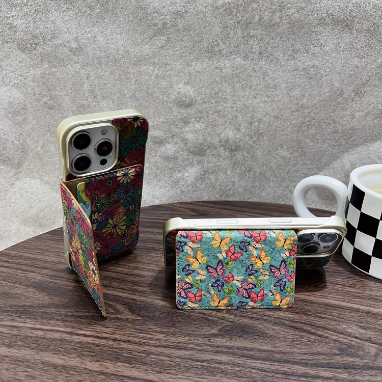 For iPhone 15 Pro Denior D24 Paint MagSafe Card Slot Phone Case(Blue Butterflies) by Denior