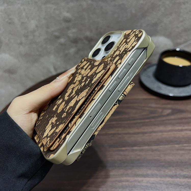 For iPhone 15 Denior D24 Paint MagSafe Card Slot Phone Case(Black Grain) by Denior