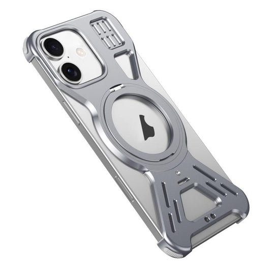 For iPhone 16 Armor 360 Holder Frameless Alloy MagSafe Phone Case(Space Gray) by bashfashion