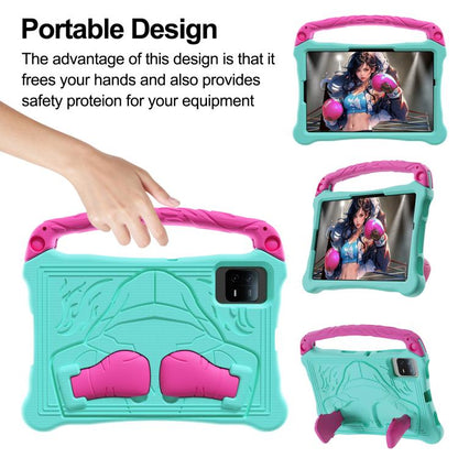 For Samsung Galaxy Tab S10 Lite / S10 FE Boxing Series Kickstand EVA Shockproof Tablet Case with Shoulder Strap(Mint Rose Red) by bashfashion