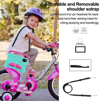 For Samsung Galaxy Tab S10 Lite / S10 FE Boxing Series Kickstand EVA Shockproof Tablet Case with Shoulder Strap(Mint Rose Red) by bashfashion