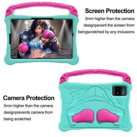 For Samsung Galaxy Tab S7 Boxing Series Kickstand EVA Shockproof Tablet Case with Shoulder Strap(Mint Rose Red) by bashfashion