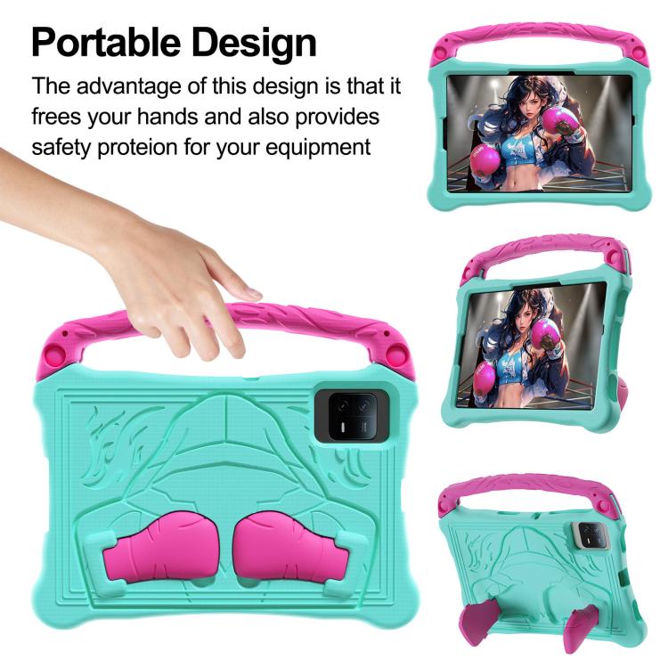 For Samsung Galaxy Tab S7 Boxing Series Kickstand EVA Shockproof Tablet Case with Shoulder Strap(Mint Rose Red) by bashfashion