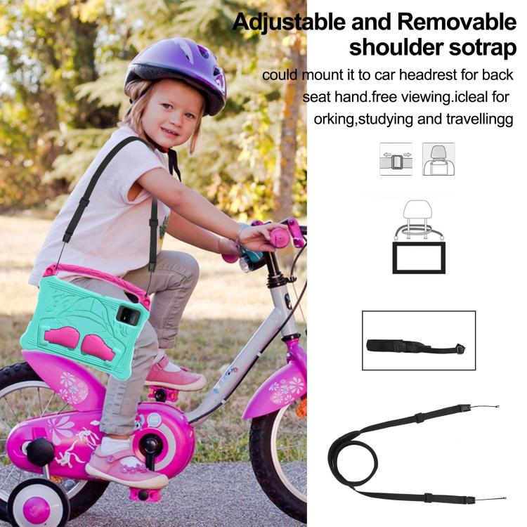 For Samsung Galaxy Tab S7 Boxing Series Kickstand EVA Shockproof Tablet Case with Shoulder Strap(Mint Rose Red) by bashfashion