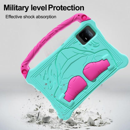 For Samsung Galaxy Tab S7 Boxing Series Kickstand EVA Shockproof Tablet Case with Shoulder Strap(Mint Rose Red) by bashfashion