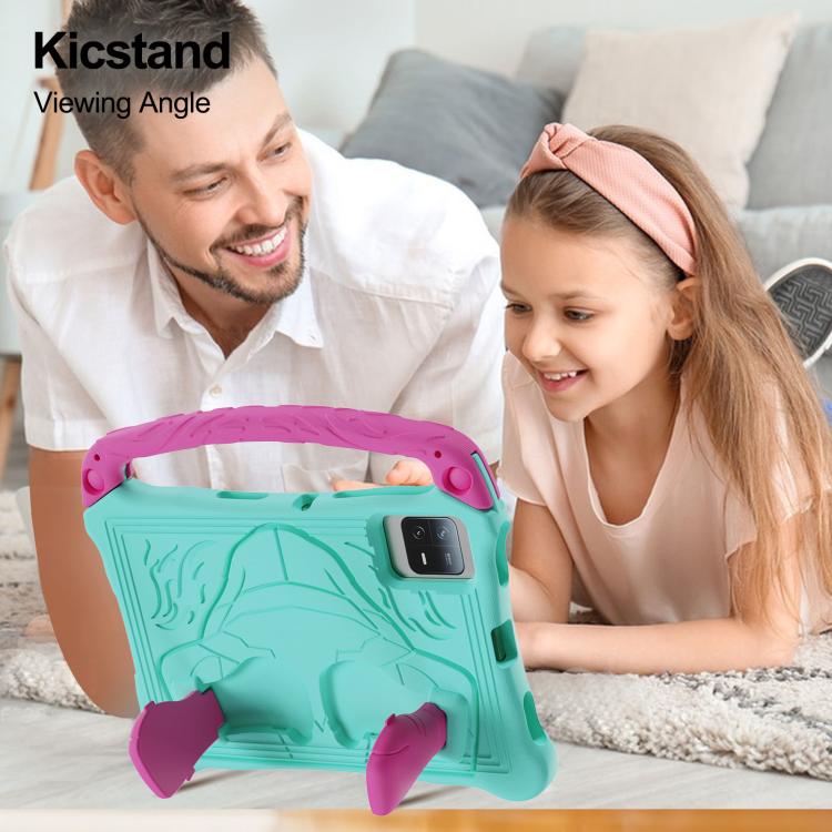 For Samsung Galaxy Tab S7 Boxing Series Kickstand EVA Shockproof Tablet Case with Shoulder Strap(Mint Rose Red) by bashfashion