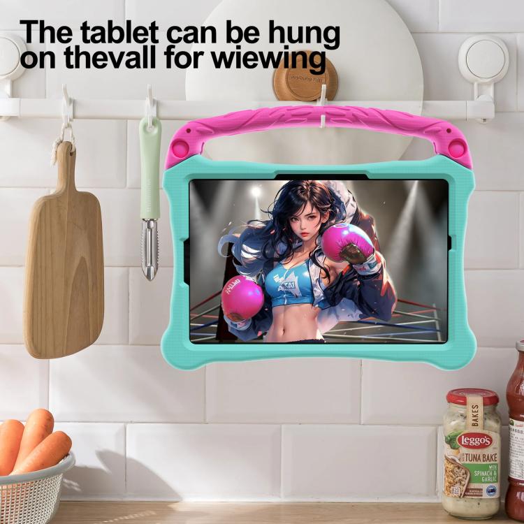 For Samsung Galaxy Tab S7 Boxing Series Kickstand EVA Shockproof Tablet Case with Shoulder Strap(Mint Rose Red) by bashfashion