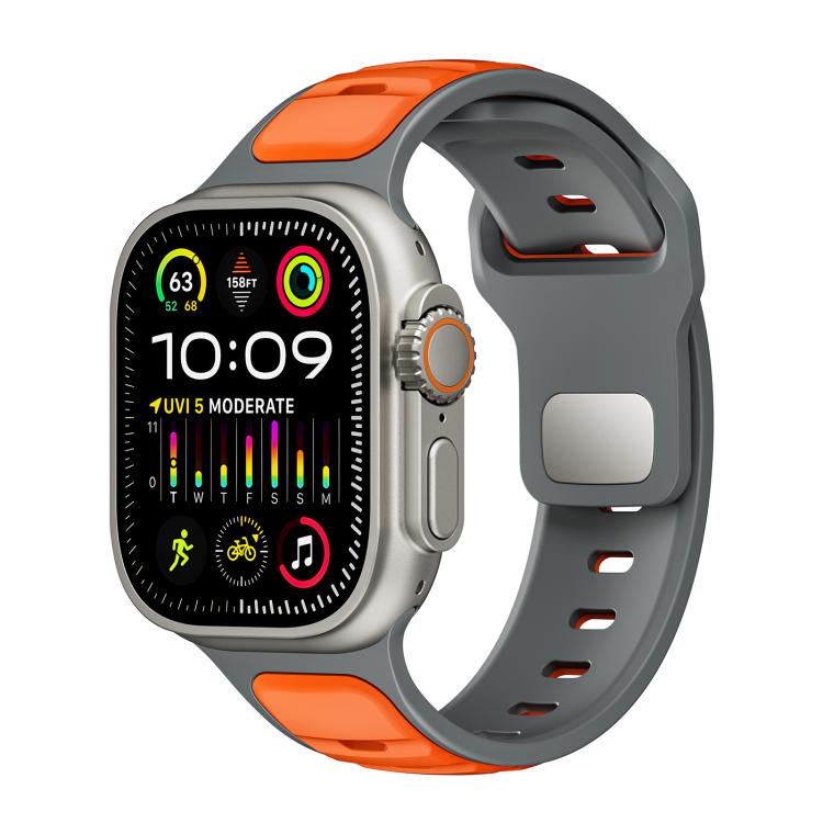 For Apple Watch 42mm / 41mm / 40mm / 38mm Norman Buckle Two-color Silicone Watch Band(Grey Orange) by bashfashion