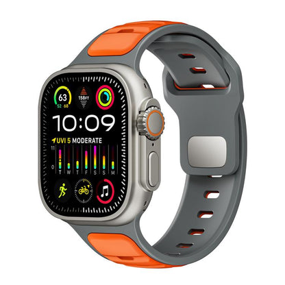 For Apple Watch 42mm / 41mm / 40mm / 38mm Norman Buckle Two-color Silicone Watch Band(Grey Orange) by bashfashion