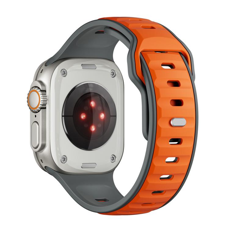 For Apple Watch 42mm / 41mm / 40mm / 38mm Norman Buckle Two-color Silicone Watch Band(Grey Orange) by bashfashion