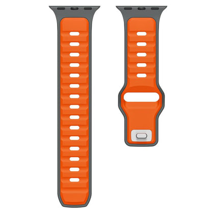 For Apple Watch 42mm / 41mm / 40mm / 38mm Norman Buckle Two-color Silicone Watch Band(Grey Orange) by bashfashion