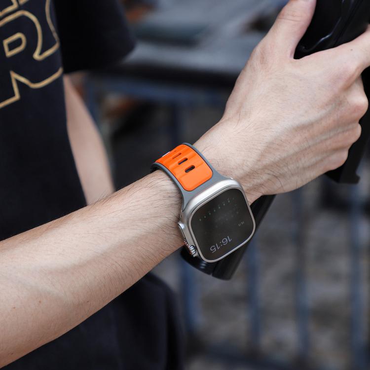 For Apple Watch 42mm / 41mm / 40mm / 38mm Norman Buckle Two-color Silicone Watch Band(Grey Orange) by bashfashion