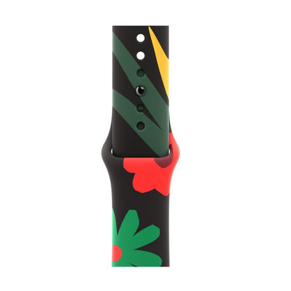 For Apple Watch 46mm / 49mm / 45mm / 44mm Sport Silicone Watch Band(Flower) by bashfashion