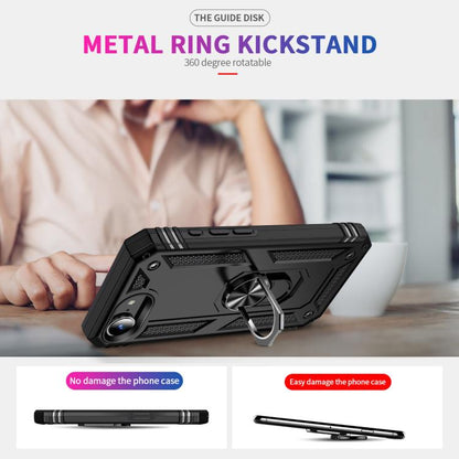 For iPhone 16e Shockproof TPU Hybrid PC Phone Case with Holder(Black) by bashfashion