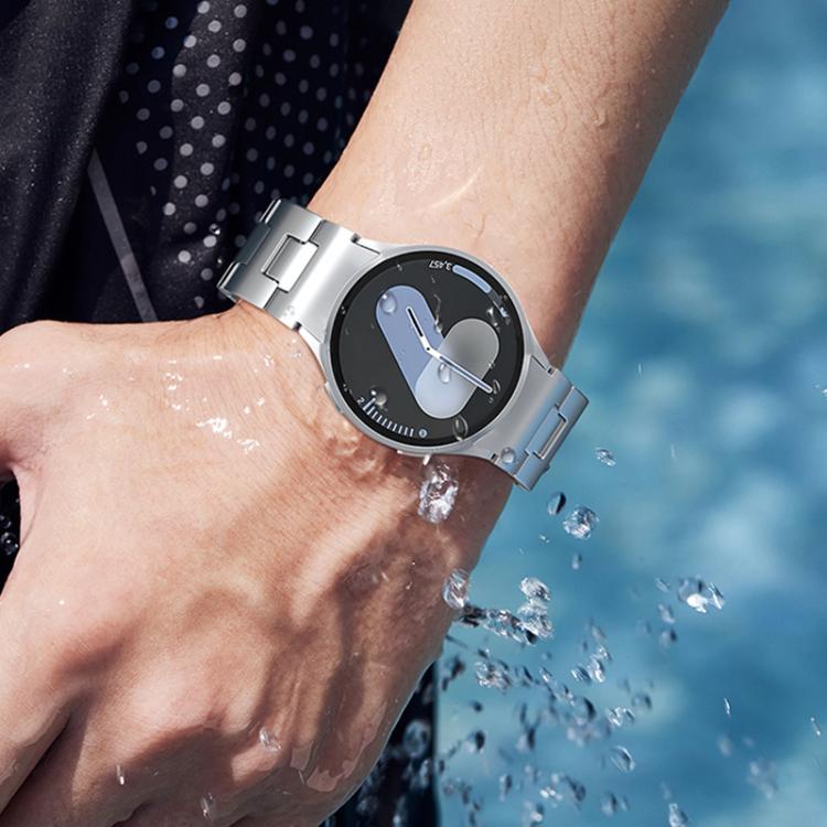 For Samsung Galaxy Watch 7 / 6 / 5 / 4 Quick Release Button H Shaped Stainless Steel Watch Band(Titanium Color) by bashfashion